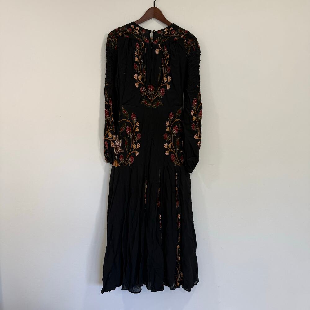 Farm Rio Black Berry Garden Long Sleeve Pleated Maxi Dress Size S - Picture 9 of 12